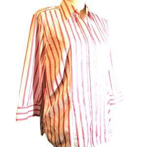 Seidensticker Splendesto Button up Top Size 44 (14/16) White Pink Stripe Cotton